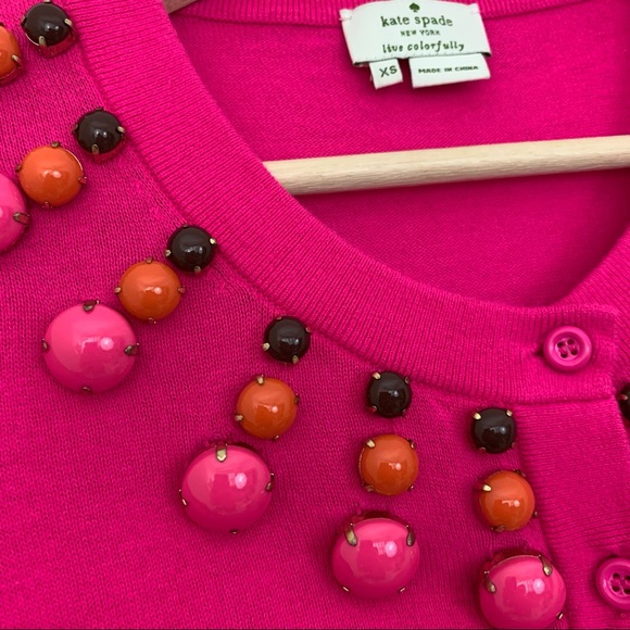 Kate Spade Rio Pink Embellished Cardigan Sweater - Picture 5 of 7